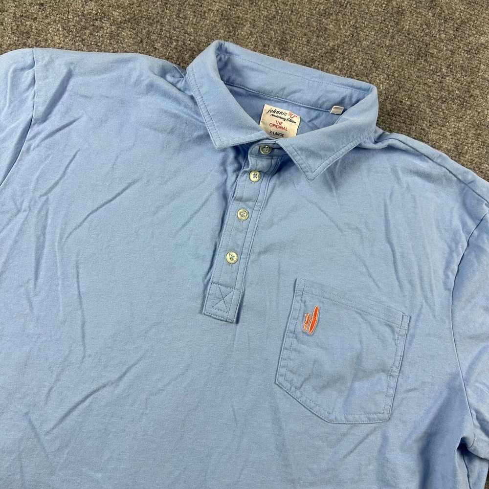 Johnnie-O Polo Shirt Mens XL Blue 20th Anniversary Edition Cotton Surf Logo